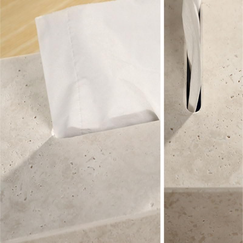Retro Natural Limestone Tissue Box for The Living Room Dining Table Tabletop Holder