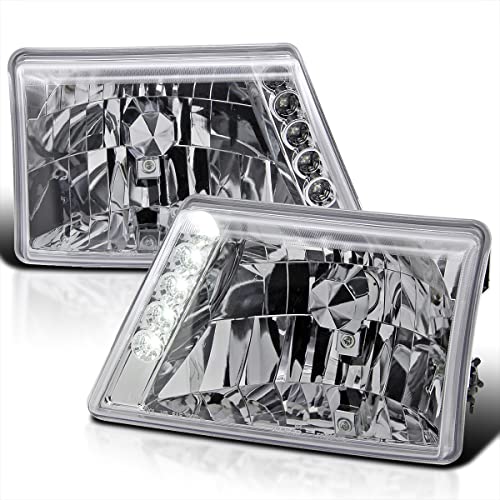 SPEC-D TUNING Led Headlights Chrome Compatible with Ford Ranger 1998-2000 L+R Pair Head Light Lamp Assembly