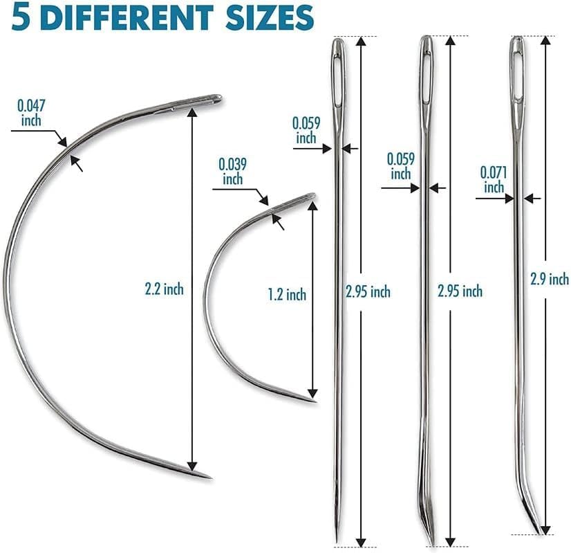 Miniatura 2 de Juego de agujas de coser a mano resistentes, 15 agujas para tapicería, cuero, reparación de lona de alfombra