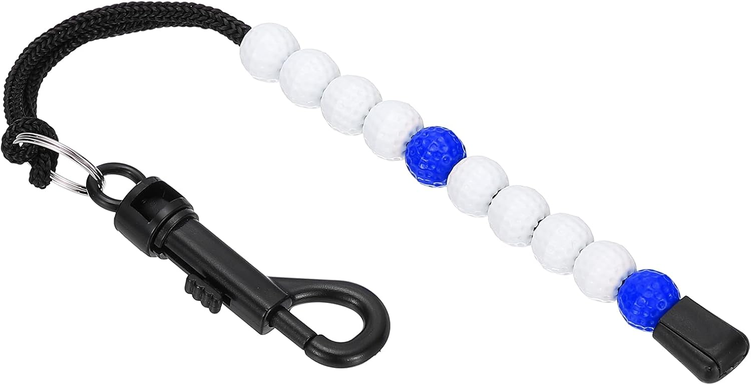 Golf Beads Score Counter, Golf Stroke Counter Beads with Clips Golf Accessories for Women Men Golfer Strokes Count, White/Blue