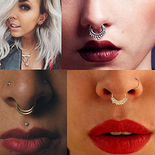 Women Fashion Glitter Rhinestone Heart Fake Non Piercing Clip-On Nose Ring Stud Girl Body And Creative #TOP2