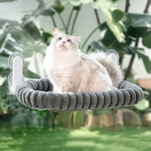 GUUSII HOME Amaca per Gatti da Finestra Pieghevole Amaca Cuccia Gatto Grande Interno Letto per Gattini Sospeso con Ventosa Forte Lavabile in Lavatrice Facile da Montare 54 * 30cm (Grigio, M)