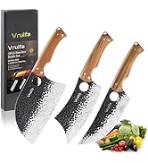 VRUIFA 3 PCS Butcher Knife Set Hand Forged Serbian Chef Knife, Meat Cleaver Knife,Viking Knife wi...
