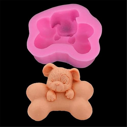 Molde de jabón de silicona en forma de hueso de perro 3D molde de fabricación de velas de cilindro de líneas bandeja casera para hornear pasteles