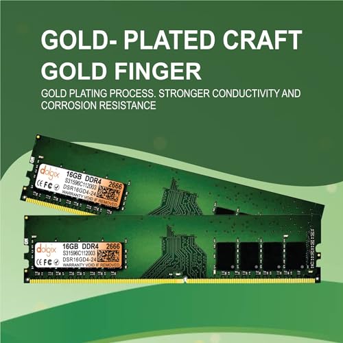 Image of Dolgix16GB DDR4 2666MHz Desktop RAM (Memory) U-DIMM | Long-DIMM | CL-19 | PC4-21333, (1Rx8 Single Rank) 3 Year Warranty (Made in India)