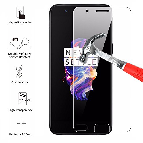 Oneplus 5 Tempered Glass,One Plus 5 Screen Protector, Scratch-Prevention Anti-Bubble Strengthened Tempered Glass For One Plus 5 [DRY APPLICATION] DN-Alive
