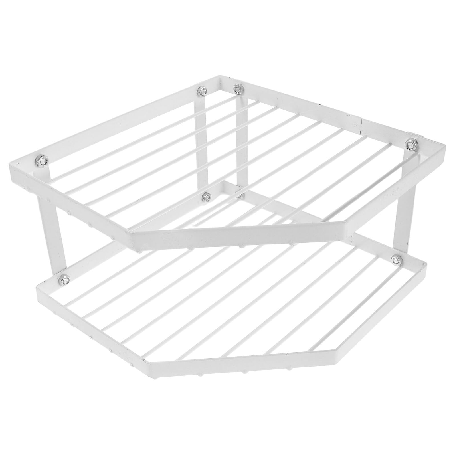 Scaffale angolare da cucina a 2 ripiani, in metallo, per piccoli spazi, 34 x 12 cm, soluzione salvaspazio efficiente