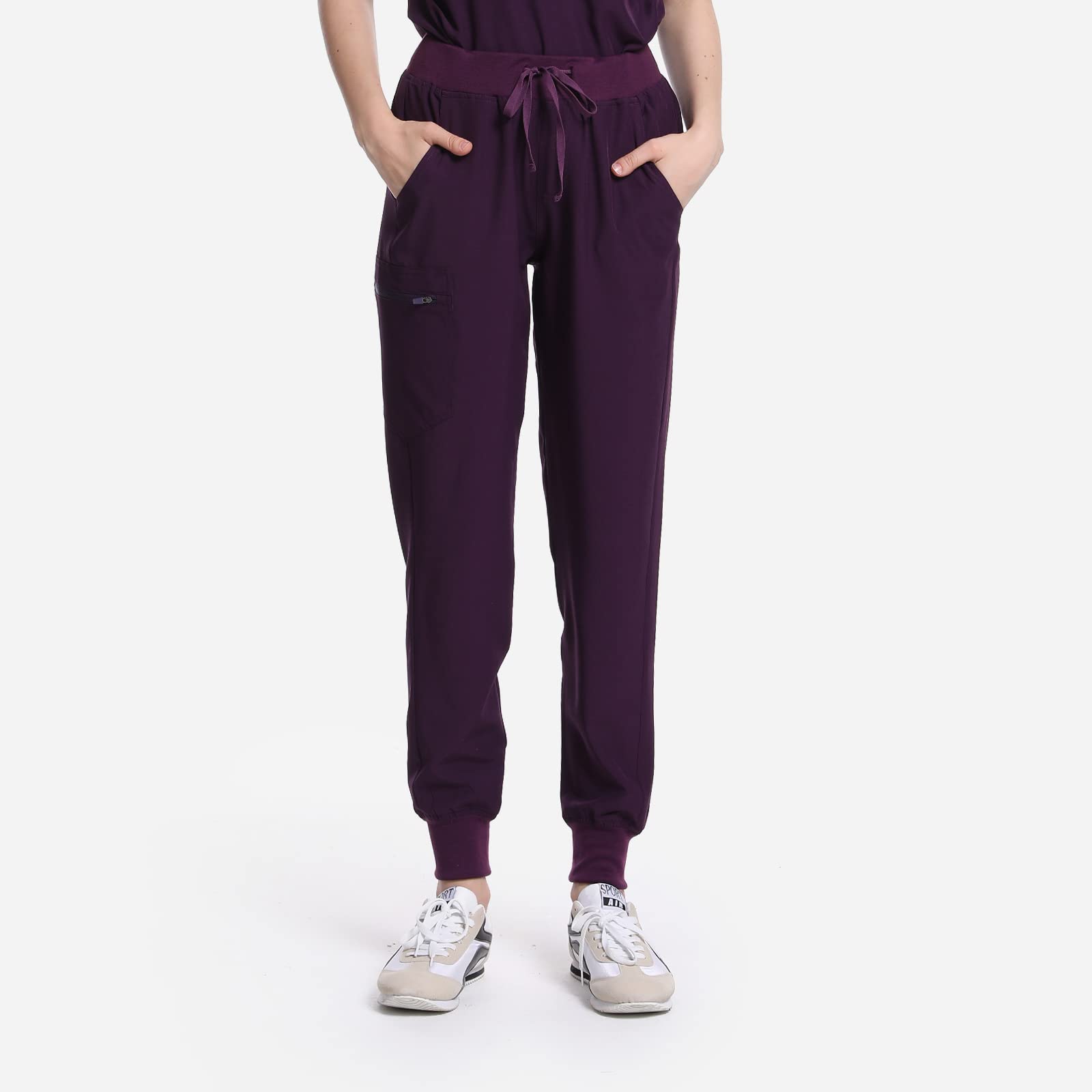 Uniforms World Scrubs for Women Set - Stretch Scrub Top & Pants with 8 Pockets, Yoga Waistband, Anti Wrinkle, Slim Fit