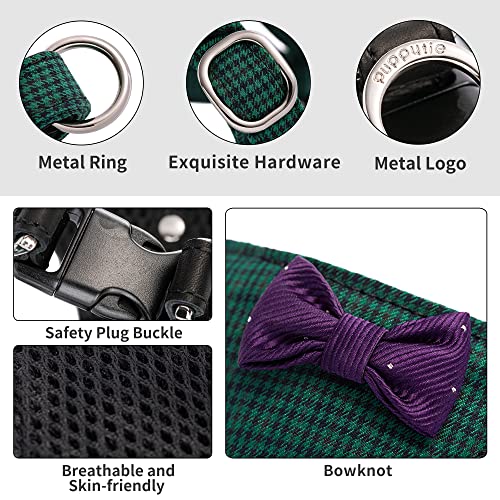 No Pull Dog Harness with Multifunction Dog Leash,Soft Adjustable No Choke Escape Proof Pet Harness Vest for Medium Dogs ,Plaid Green,M - Image 3