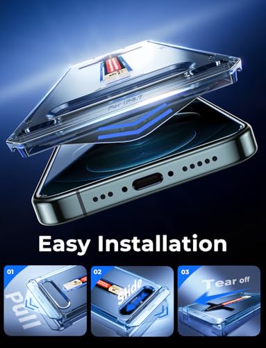 Image of MAGIC JOHN 2 Pack for iPhone 12 Pro Max Glass Screen Protector 6.7 inch | Easy Installation,Auto Dust-Elimination, Bubble Free, HD Clear,Tempered Glass