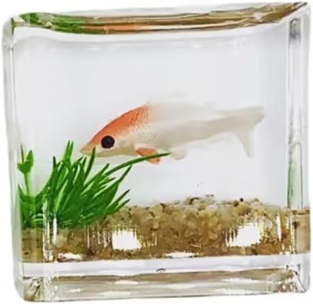 2Pcs White Goldfish Charm of A Mini Tank with This 1:12 Scale Miniature Accessory Square Fish Tank Realistic Glass Decor for Dollhouse Display Captivating Miniature - Image 2