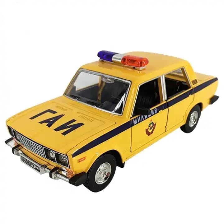 Image of Invite Enterprise Die-Cast Car 1:24 Big Lada Russian Police Toy Car Diecast Metal Pullback Toy Car With Openable 6 Doors, Light Music Boys Gifts Toys(1:24 Lada Police - Yellow)