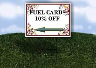 Fuel Cards 10 Off Spring Flowers Plum Pink Left Arrow Single Sided 18x24 in. Yard Road Sign w/Stand