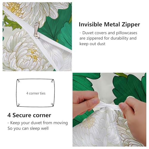 Housse de couette 240x260 cm avec 2 taies d'oreiller chrysanthèmes - 6