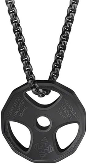 Collana Uomo Con Ciondolo Bilanciere E Manubri In Acciaio Inossidabile - Gioiello Fitness Per Sollevamento Pesi - 2