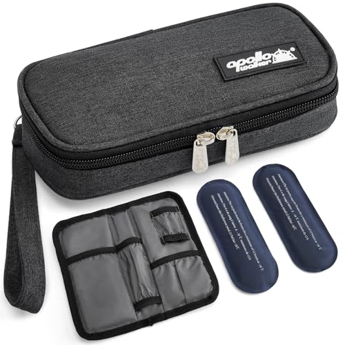 Image of apollo walker Insulin Cooler Travel Case with Ice Packs and Insulation | TSA Approved Includes 2 x 90g ice packs for 9-hour cooling insulin pens & syringes for Diabetics to Carry (Black)