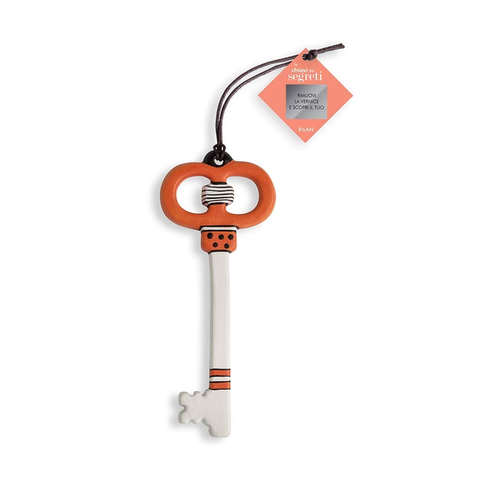Egan Ceramic Key, White and Orange, Unique