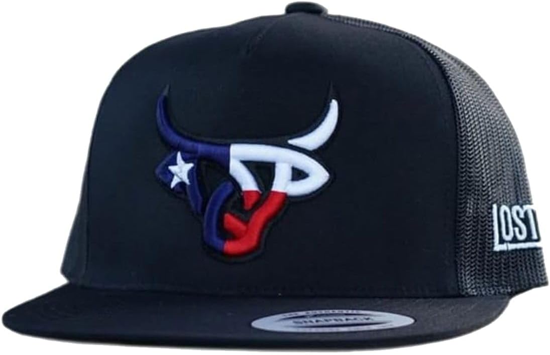 Lost Calf Texas Flag Colors Black Mesh - Hats Cap