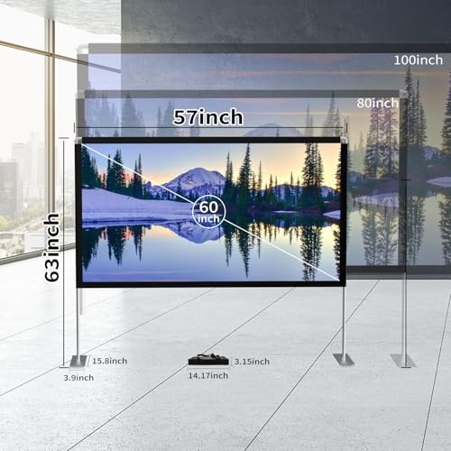 Image of SKERELL Outdoor Projector Screen with Stand : Portable Projection Screen for Outside Theater Home Backyard Movies 60 inch
