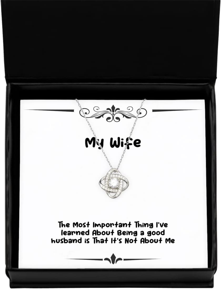 Perfect Wife, The Most Important Thing I've Learned About Being a Good, Sarcastic Love Knot Silver Necklace for Wife from Husband