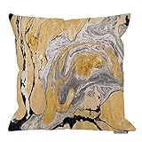 HGOD DESIGNS Throw Pillow Cover Black Gold Golden and Silver Marble Ink Abstract Painting Beautiful...