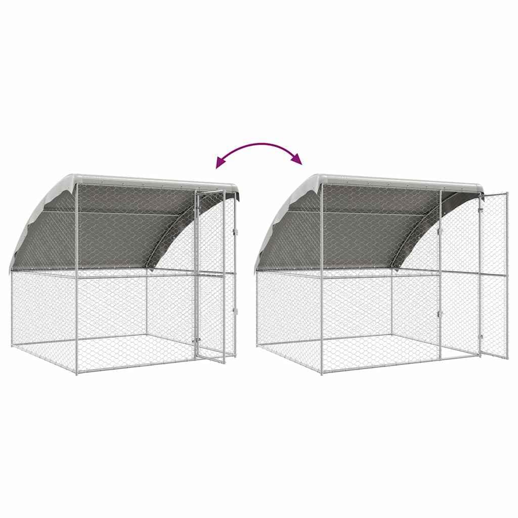 vidaXL Refugio para Perros Plateado 2 x 2 x 2 m Acero galvanizado, Refugio para Perros Elegante, Resistente a Climas, Casa Minimalista, Gran Perrera de Acero para Mascotas