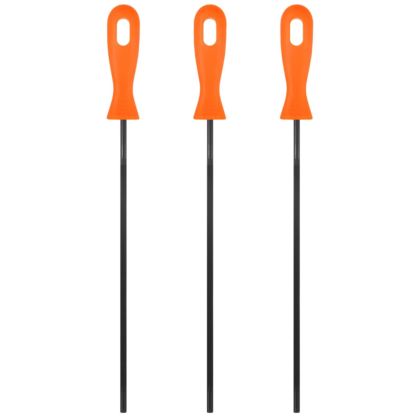 TIXIPEM Chain Saw Sharpening File with Plastic Handle[3pcs] Round Sharpening File Steel Chain Saw for Chainsaw&Woodworking [Black,Orange- 1/5 Inch]