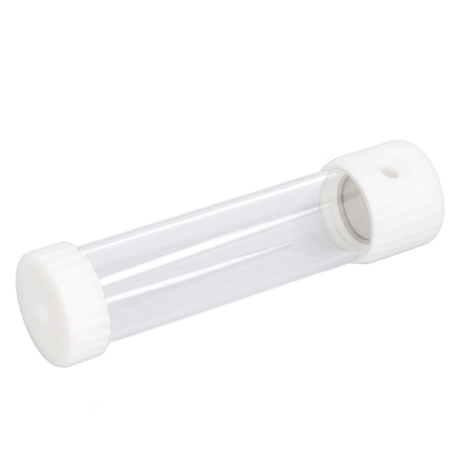 Zylindrisches Wasserkühlungsreservoir mit eingebautem Filter, transparenter 515-ml-Wasserkühlertank für PC-Computer, 265 mm PMMA-POM-Material mit G1/4-Gewindeschnittstelle (Weiß)