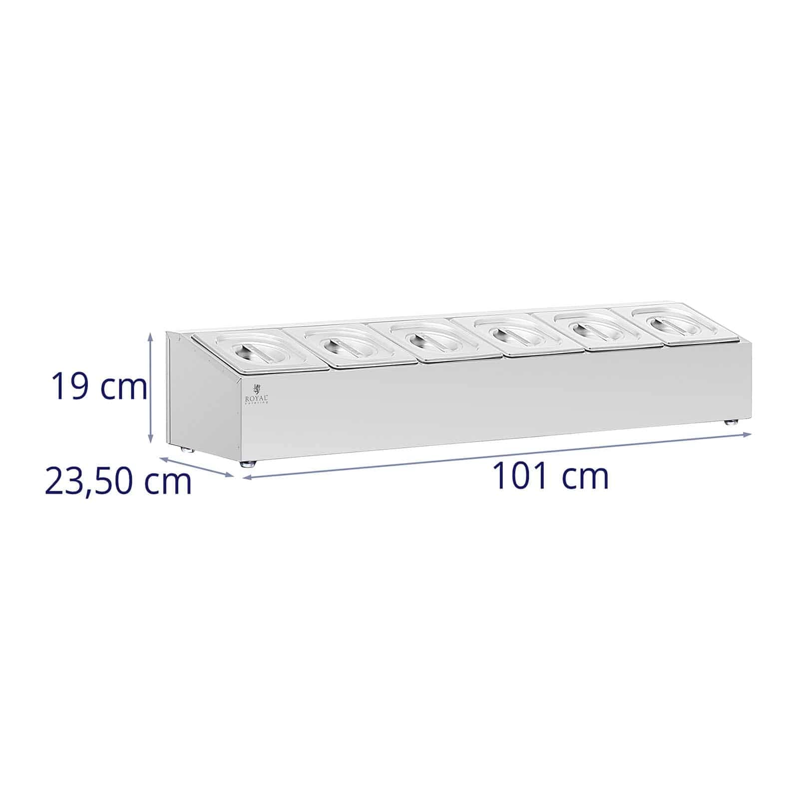 Royal Catering RCPN-04 Espositore GN in acciaio inox - 6 GN 1/6-9,6 l