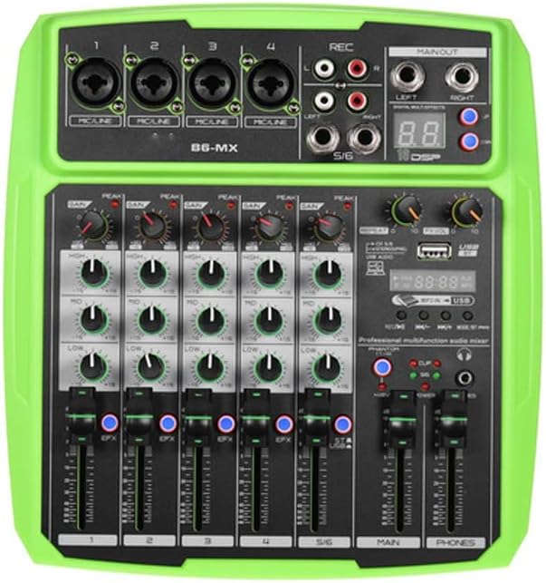 B6-MX Portable 6-Channel Sound Card Mixing Console Audio Mixer Built-in 16 DSP 48V Phantom Power Supports BT