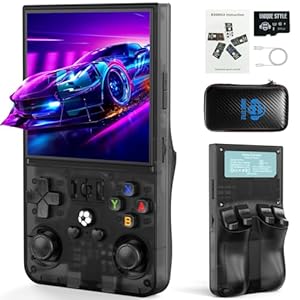 R36MAX Retro Handheld Game Console, 4.0 Inch IPS HD Screen Portable Retro Gaming Console, 1.5GHz CPU Support 30+ Emulator Console Video Game Console, 4000mAh Battery (64GB Black)