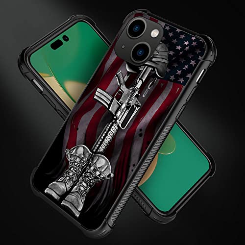 Goodsprout Compatible With Iphone 14 Plus Case,American Flag Soldier Cross Pen Blank Iphone 14 Plus Cases, Acrylic Back+Soft Silicone Tpu Shock Protective Case For Apple Iphone 14 Plus Case #TOP3
