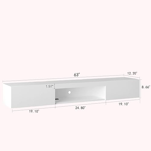 Miniatura 2 de Soporte flotante para TV montado en la pared con 20 LED de color, soporte de TV moderno de 63 pulgadas, gabinete de TV flotante centro de