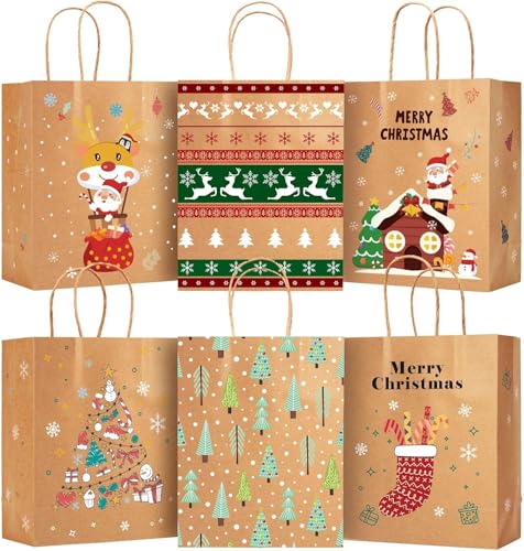 12 Stück Papiertüten Weihnachten Geschenktüten mit...