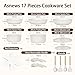 Asnews Topfsets Pfannenset 17-Teilig Antihaft-Keramik-Kochgeschi... mit Abnehmbaren Griffen, Pfanne 20/26cm, Tiefe Bratpfanne 26cm, Kochtöpfe 18/20cm, PTFE/PFOA/PFOS-frei, Beige