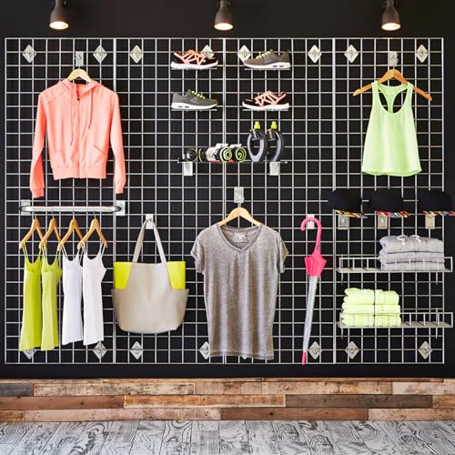 7RiversART Grid Wall Commercial Grade Gridwall Panels – Heavy Duty Grid Panel for Any Retail Display Wall Grid 2\' Width x 6\' Height, Black (Pack of 4)