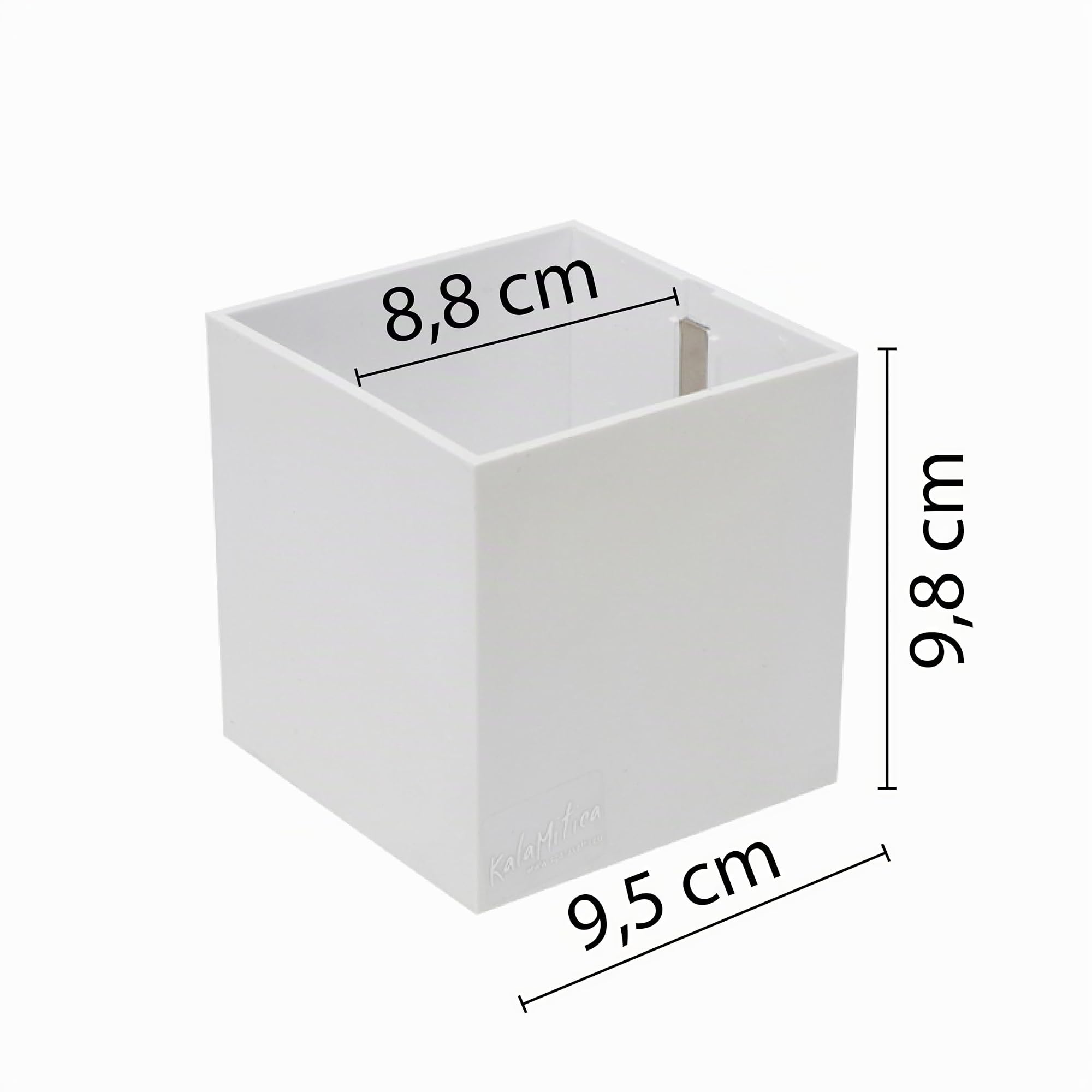 KalaMitica - Cubo Magnetico “Kosmos”, Contenitore Portaoggetti per Lavagna Magnetica e altre Superfici Metalliche - Bianco Laccato con Finitura Opaca - 9,5 x 9,5 x 9,8 cm