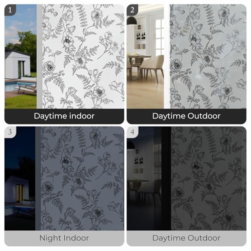 ADD.HERES Stained Glass Window Film Privacy Static Cling, UV Blocking Non-Adhesive Vinyl for Home Kitchen Bathroom - 44.5x200cm