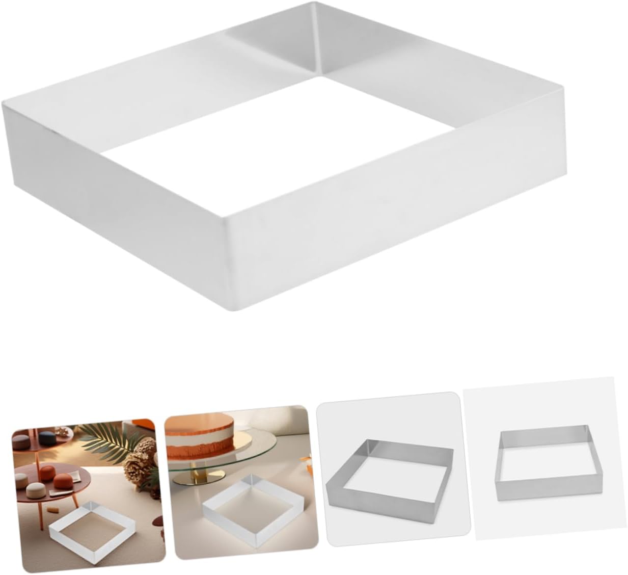 2pcs Square Mousse Cake Ring Mold High Precision Stainless Steel Pastry Ring for Baking Delicious Desserts for Home Gatherings and Festive Celebrations