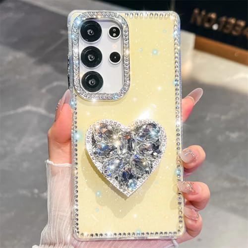 Coque Galaxy A56 5G transparente jaune à paillettes