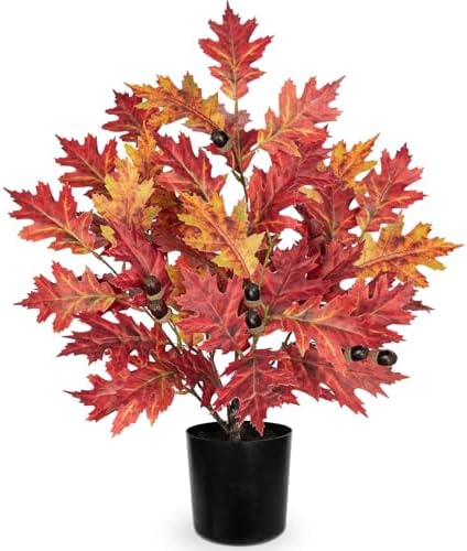 Fall Artificial Maple Tree Potted - 20" Faux Autumn Maple Leaf wi...