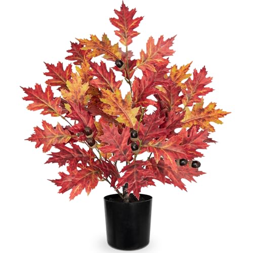 Fall Artificial Maple Tree Potted - 20" Faux Autumn Maple Leaf wi...