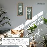 3D Floral Green Wall Art (Set of 2) Lightweight, Wooden Ready-to-Hang Boho Framed Wall Art for Bathroom, Bedroom, Living Room or Office – Premium Sage Green Farmhouse Decor – Gift-Boxed - Image 3