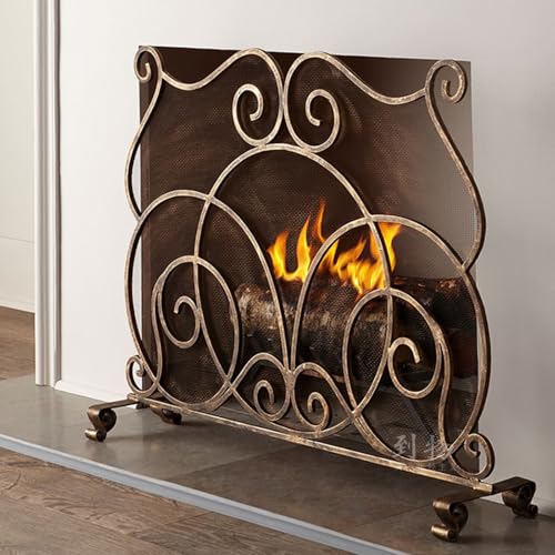 Pare Feu Cheminée Écran de Cheminée en Fer Forgé au, Couvercle de Pare-étincelles de Style, Pare-étincelles, Cheminée Foyer au Bois Grille, Cheminée Pare-étincelles Funkenschutzschirm or Funkenschirm