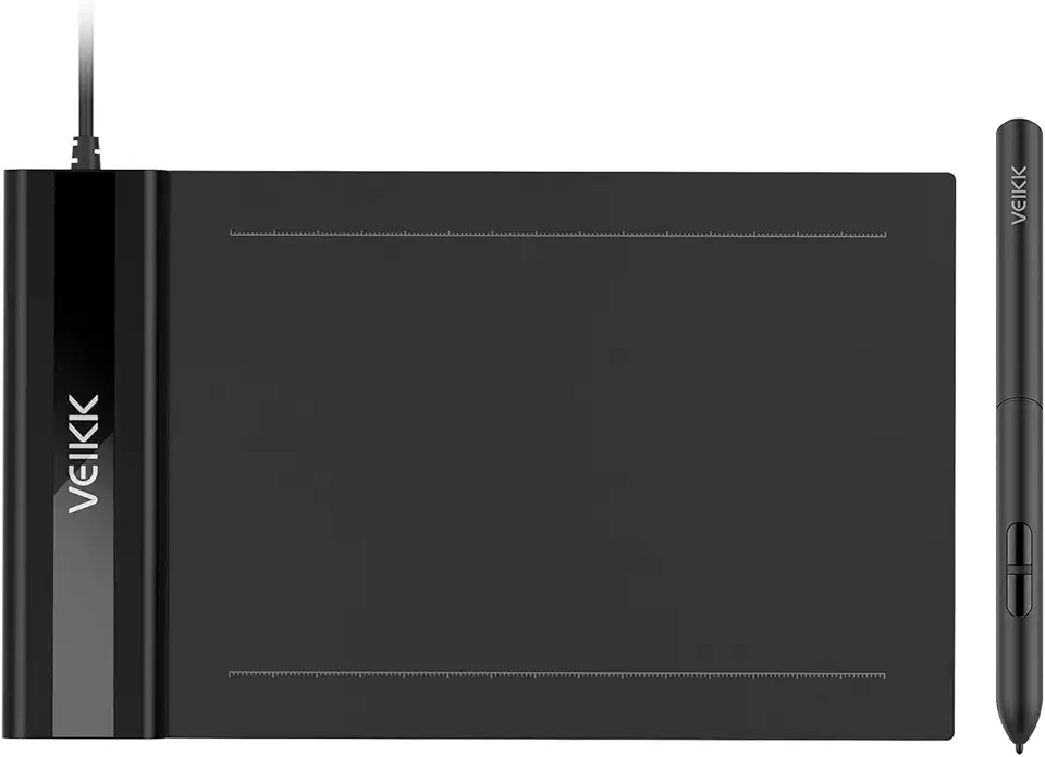 VEIKK Tabletes de Desenho S640, 8192 Níveis de Desenho Digital, 6.5 Polegadas, Preto, Linux/Windows/Mac OS/Android, Desenhar, Pintura, Educação Online, Trabalho Remoto