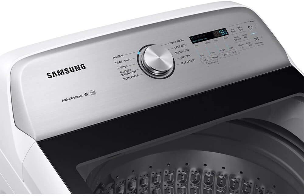 Close-up of Samsung WA54R7200AW washer control panel