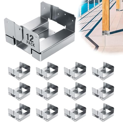6pcs 6x6 Post Base for Concrete Heavy Duty Galvanized Post Anchor Base Adjustable Wood Post Bracket Kit with 1