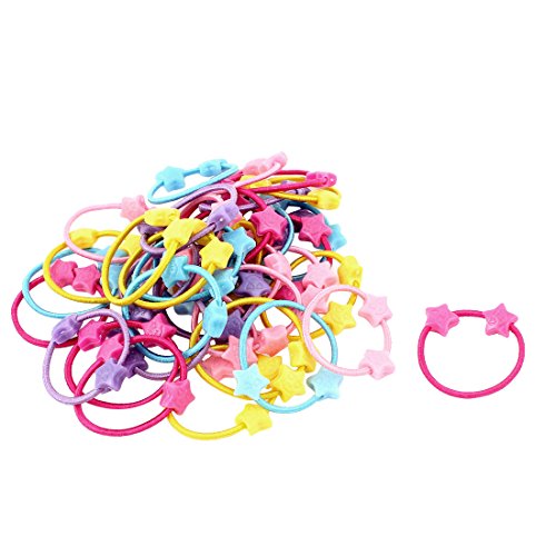 uxcell 50 Pcs Assorted Color Heart Shape Elastic Ponytail Holder Hair Ties