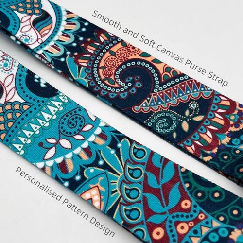 Model Worker Canvas Purse Strap 1.5\" Wide Handbag Purse Strap Adjustable Canvas Replacement Crossbody Strap Guitar Style Multicolour Strap with Gold Metal Buckle (Style1)