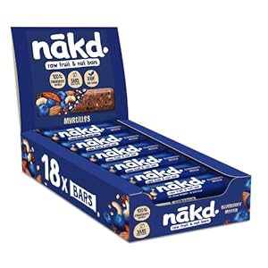 Nākd. Myrtilles | Raw Barres de Fruits et Noix | 100% D&rsquo;ingrédients Naturels | Sans Sucre Ajoutés | Vegan | 18 x 35g